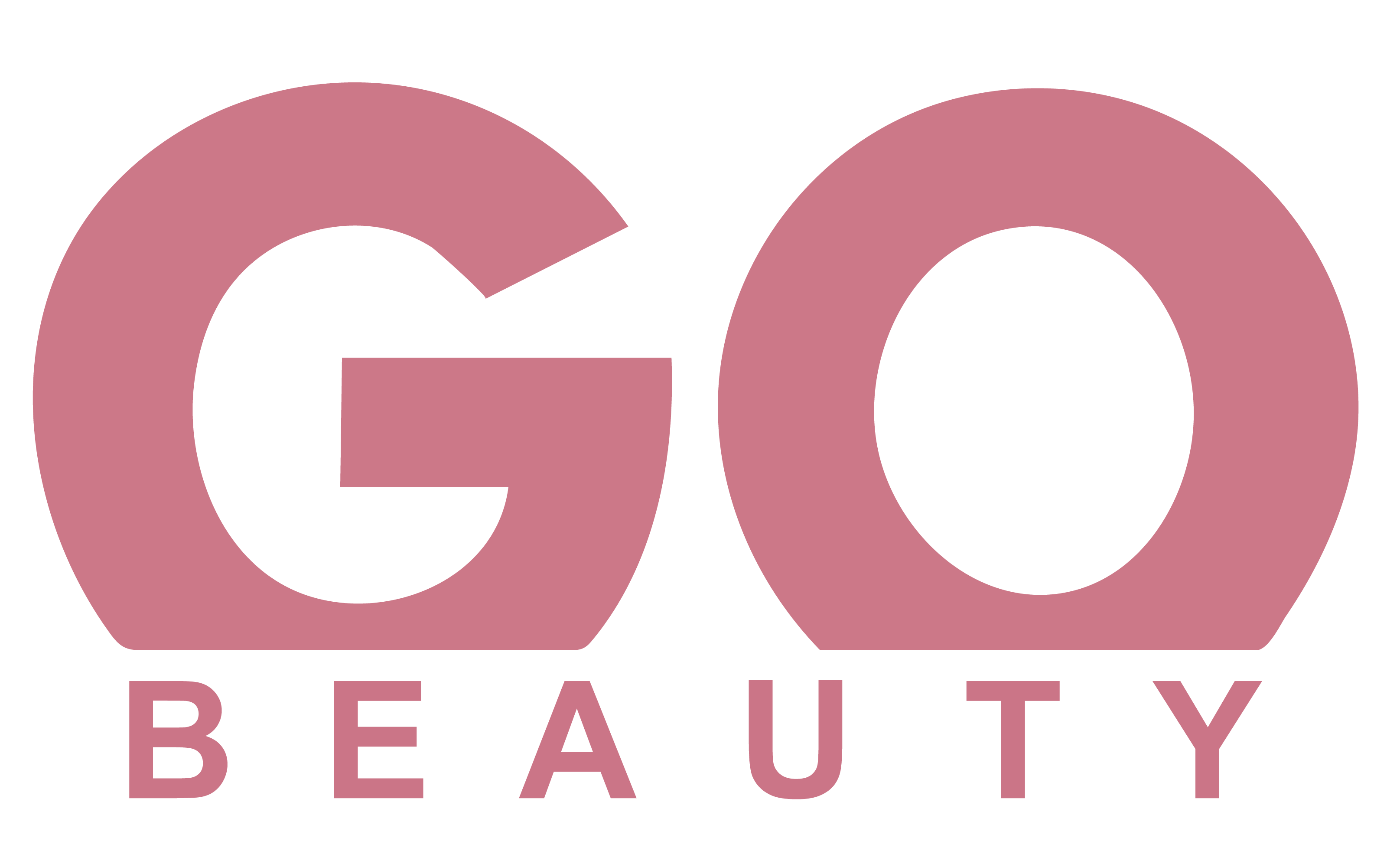 GO Beauty logo, pink og hvid baggrund